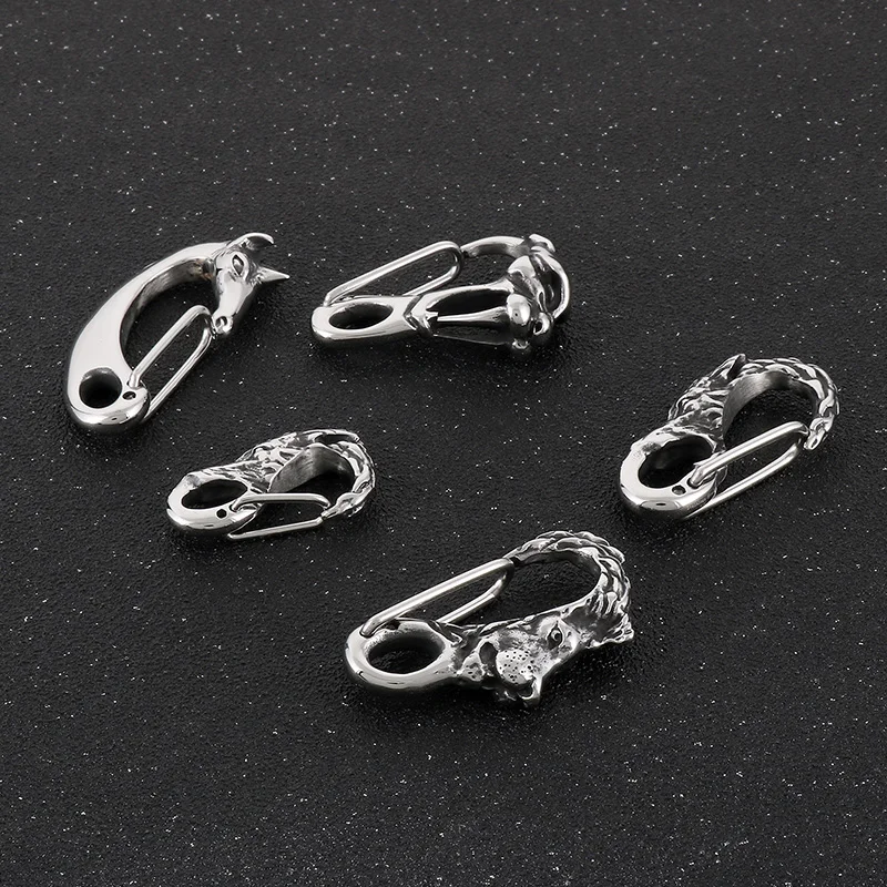 Fongten Männer Skelett Schlüssel verschluss Edelstahl Drachen Löwe DIY Schlüssel bund Verschluss Gothic Karabiner Brieftasche Schlüssel anhänger Haken für Männer – Detail 5