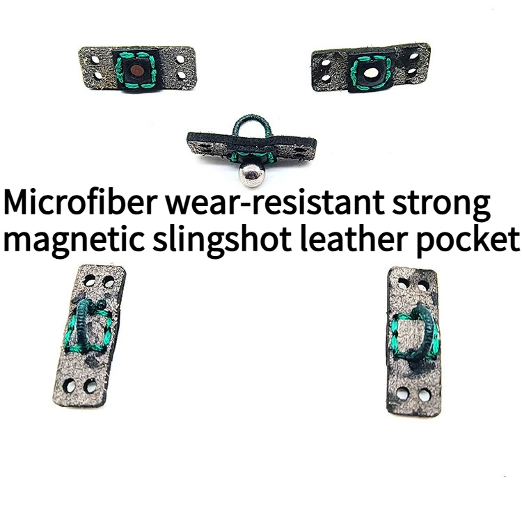 10PCS Ultra Fiber Wear-resistant Double Hole Round Leather D-ring Strong Magnetic Slingshot Leather Pocket
