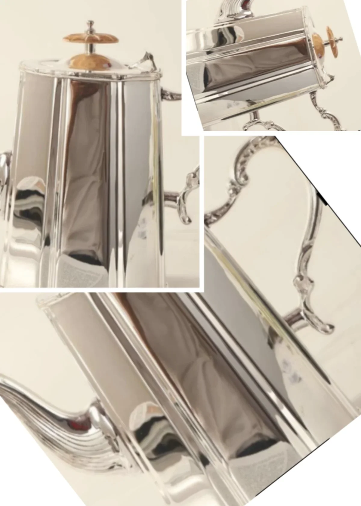 2026 new Handmade brass silver-plated teapot silver milk pot coffee pot silver pot high-end exquisite model room ornament