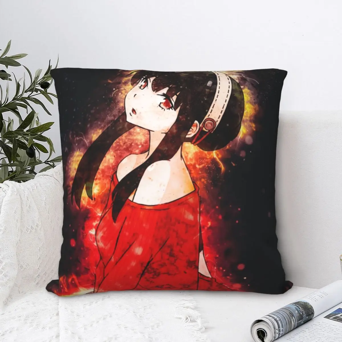 Yor Forger Spy X Family Anime Square Pillowcase Polyester Pillow Cover Velvet Cushion Zip Decorative Comfort Throw Pillow  Sofa