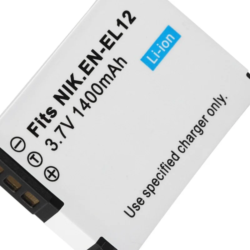 니콘 쿨픽스 A/B 시리즈용 EN-EL12 1400mAh 배터리 USB-C 고속 충전 30% 추가 전력 및 과열 보호