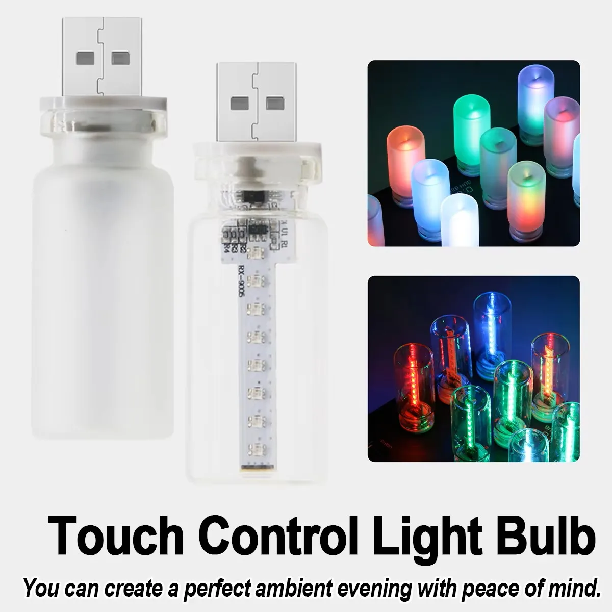 

Usb светодиодный ночник, красочная крышка из матового стекла с регулируемой яркостью, красный, зеленый, синий, белый, сенсорный датчик, декоративное освещение, спальня, автомобиль