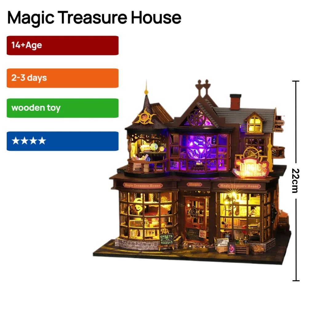مجموعة نماذج منزل مصغر من OUZEY - أثاث وديكور بيت الدمى الخشبي، هدية عيد الميلاد والكريسماس لمشروع الحرف اليدوية الإبداعية #1