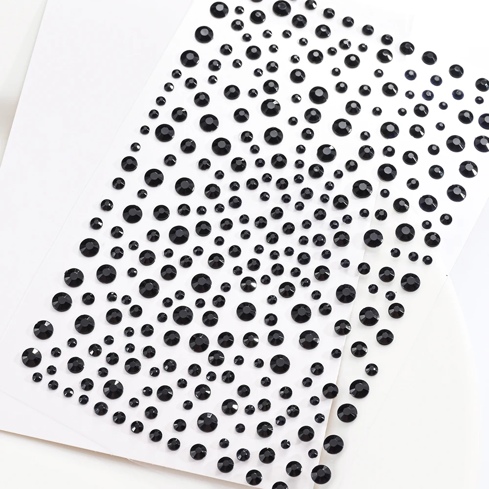 1 foglio di gioielli con gemme per il viso con diamanti neri, adesivi autoadesivi per ombretti, occhi, body art, strass, tatuaggio, decorazione per il trucco del partito