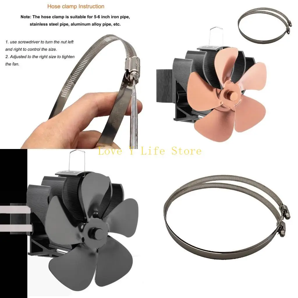 

L74C 5-лопастной вентилятор для печи BG604 Вентилятор для домашнего камина Эффективное распределение тепла, тихий