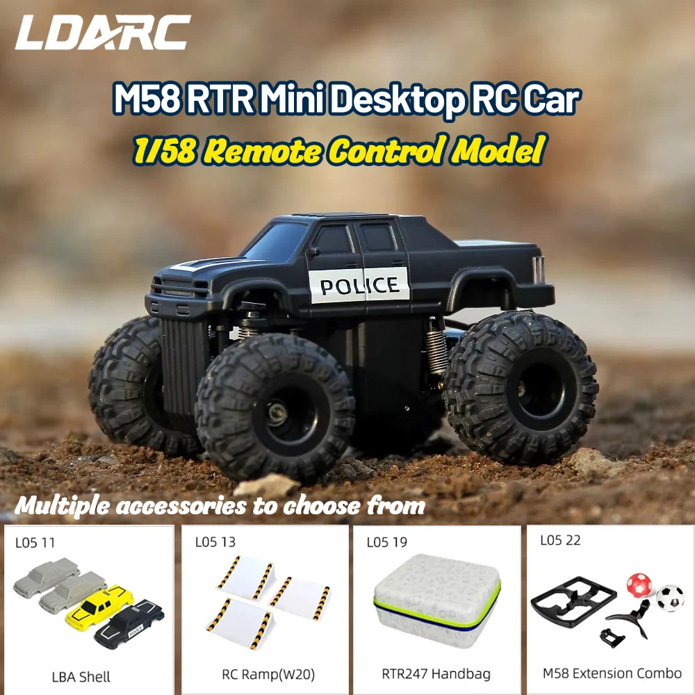 

LDARC M58 RTR RWD Desktop RC Car 1/58 Remote Control Model Electric Car Vehicle toy Lamp Sytem for Kids adults