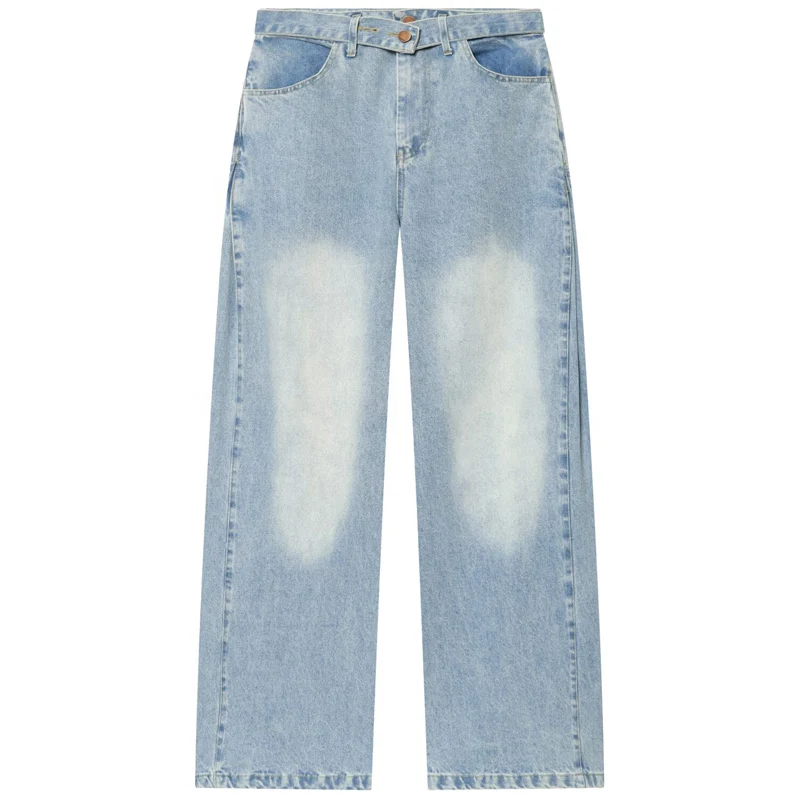 HXAO Blaue Baggy Jeans Damenhose Sommer 2026 Damenmode Mittlere Taille Weites Bein Gürtel Denim Hose Lässige Y2K Streetwear Hose – Detail 4