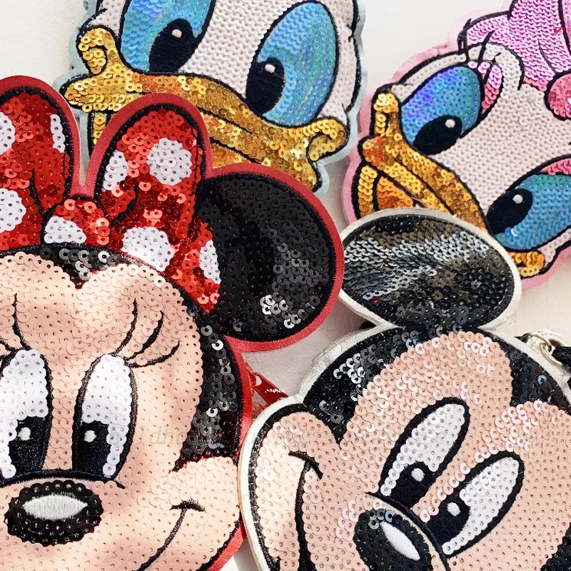 

Kawaii Tokyo Disney Mickey Minnie Mouse Donald Daisy Duck Action Figures Toys Glitter Sequin Coin Purse Wallet Bag Gift For Kids