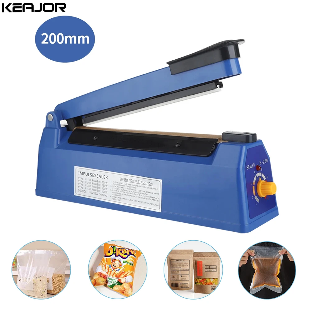 

Sealing Machine Plastic Bag Sealer Hand Press Heat Sealer for Food Kitchen Manual Plastic Bag Impulse Sealer Packaging Machine