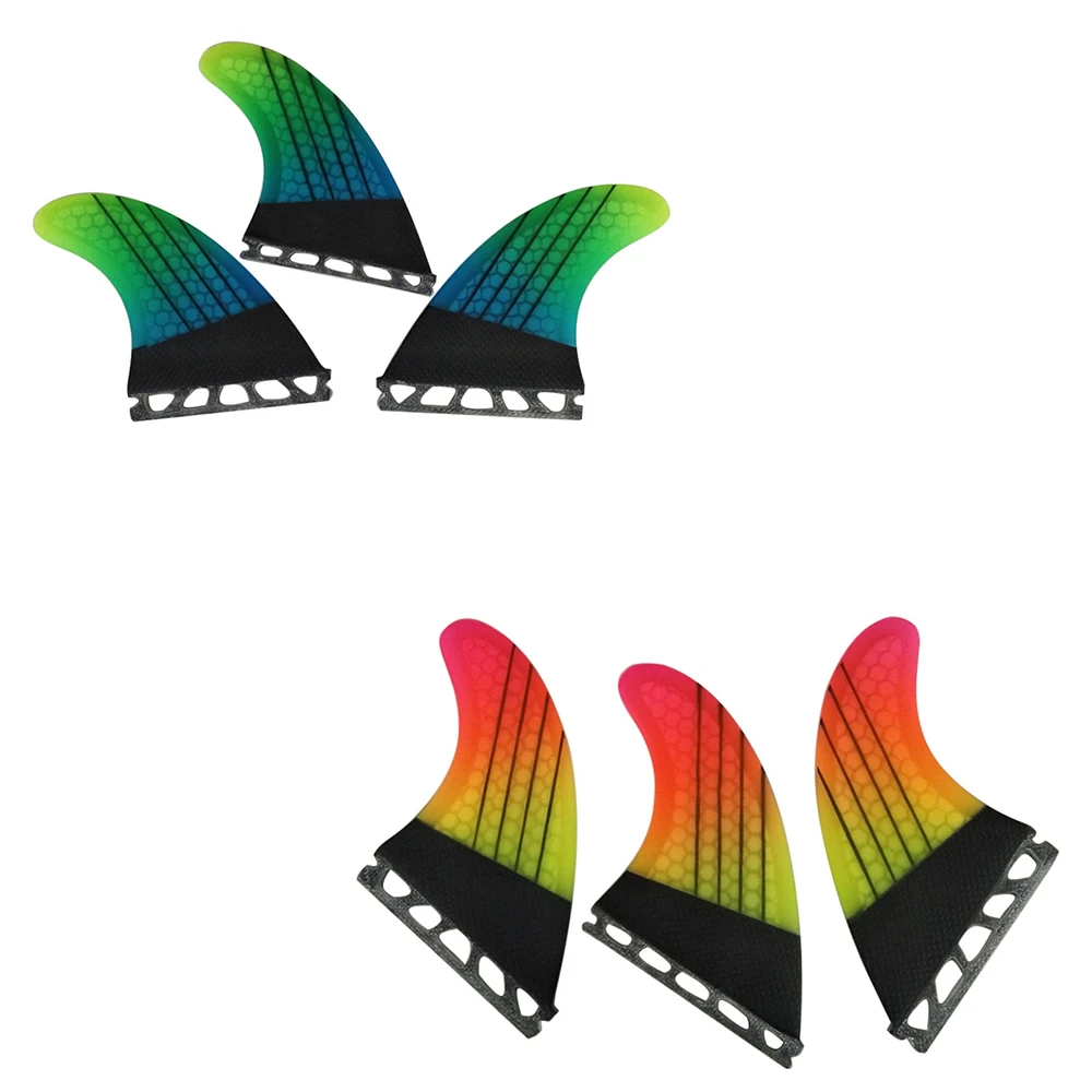 3PCS/Set UPSURF Future M Surfing Fins 2 Gradients Colors Single Tabs Surfboard Fins Fibreglass Honeycomb With Carbon Tri Fins