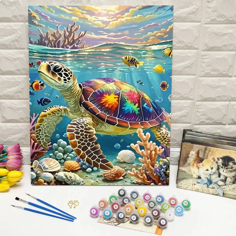 Ölgemälde nach Zahlen, Berglandschaft, DIY, digitale Malerei, Haus, Baum, Landschaft, Bild, Kunsthandwerk auf Leinwand, handgemaltes Geschenk
