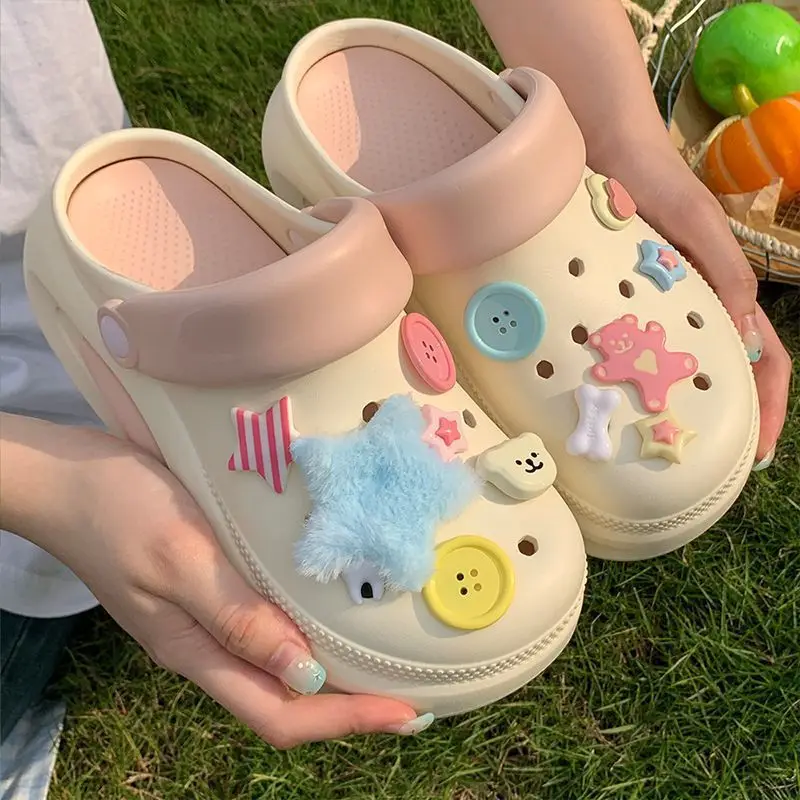 

Kawaii Sandals Waterproof Slippers Girl Women Shoes Summer Outdoor Slides Soft Sole Garden Shoes Indoor Nursing Clogs Sandals