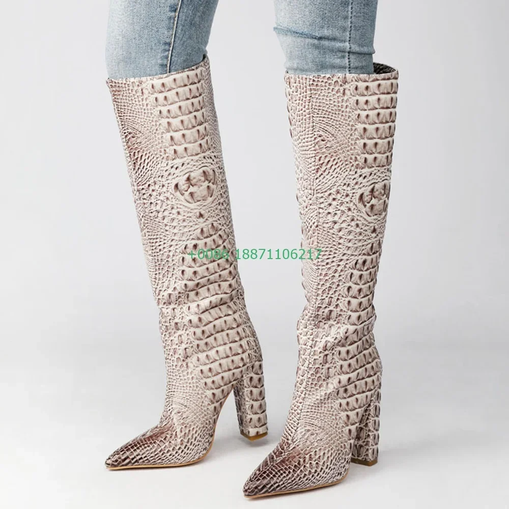 Fashion Ladies Party Catwalk Boots 2024 Autumn Winter Casual Knee-High Boot Model Stage Boots New Pointed Sexy Thick High Heels