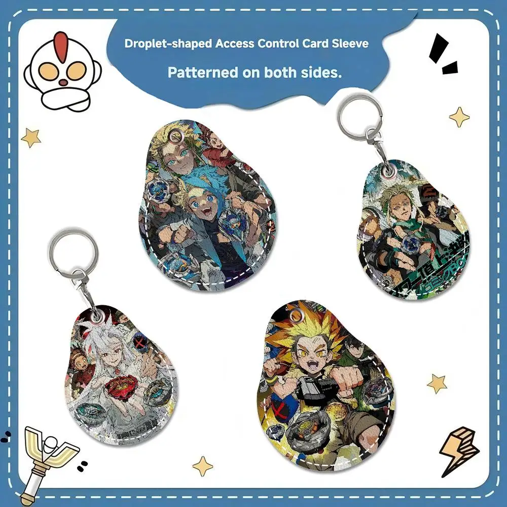 Anime B-beyblade X Vintage Mini Water Drop Shape Community Access Card Holder Elevator Card Sensor Drop Card Protector Keychain