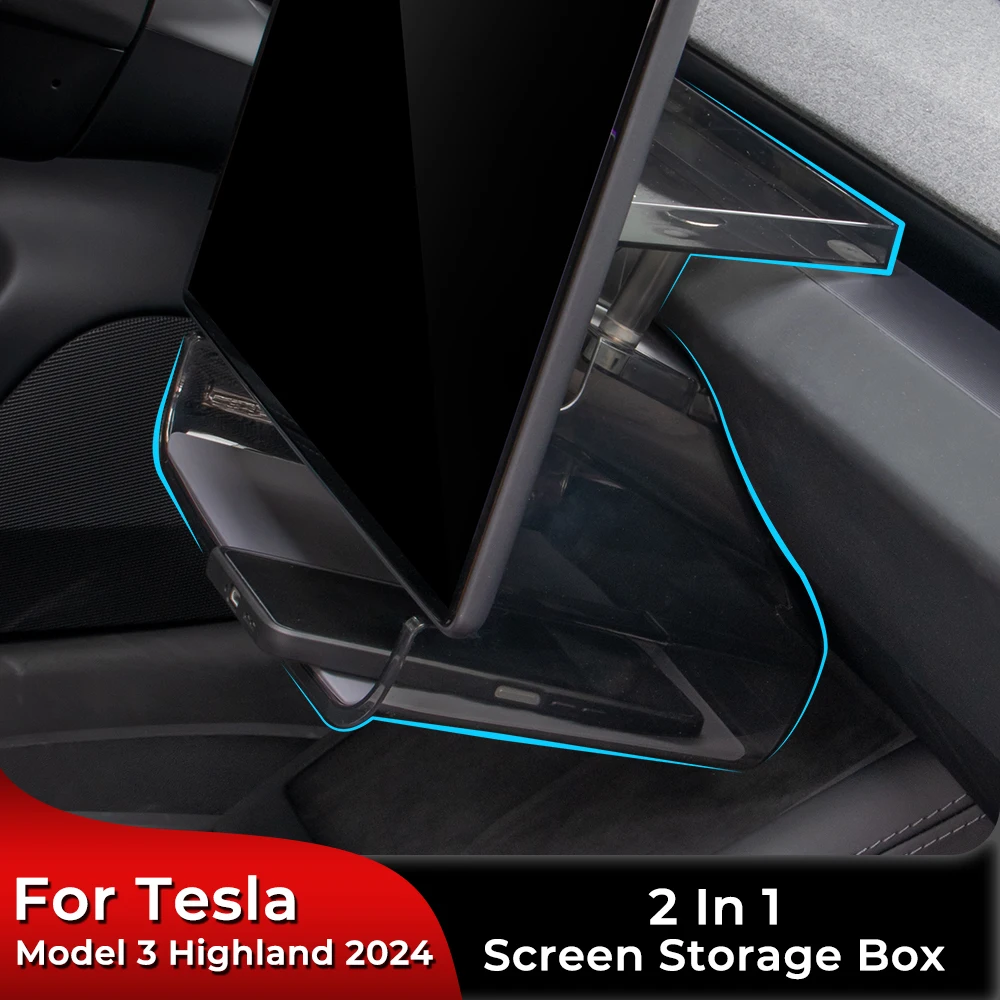 Hidden Pro Screen Storage Box For Tesla Model 3 Highland 2024 Magnetic Magsafe Hidden Large Space Storage Tissue Box Sundry Rack