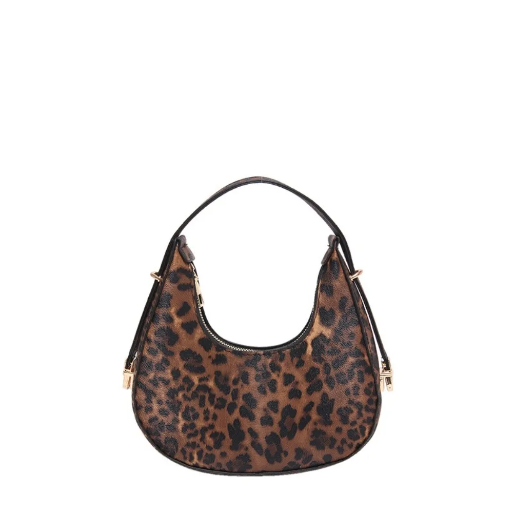 

Casual Leopard Print PU Leather Underarm Bag Y2K Korean Style Women Hobo Bag Handbag Shoulder Bag New Moon Bag Ladies
