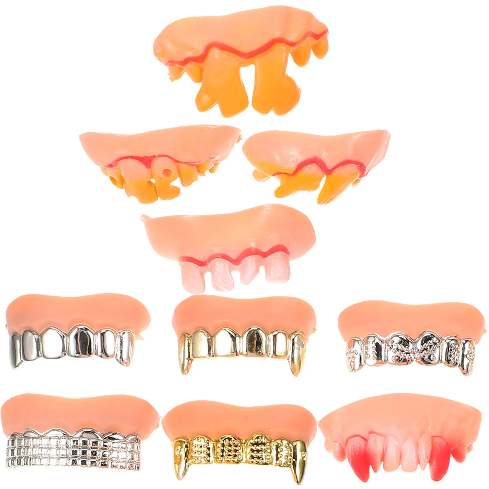 

10Pcs Funny Fake Teeth Halloween Party Costume Prop Accessory for Cosplay Masquerade Adults Men Women Fake Teeth Funny