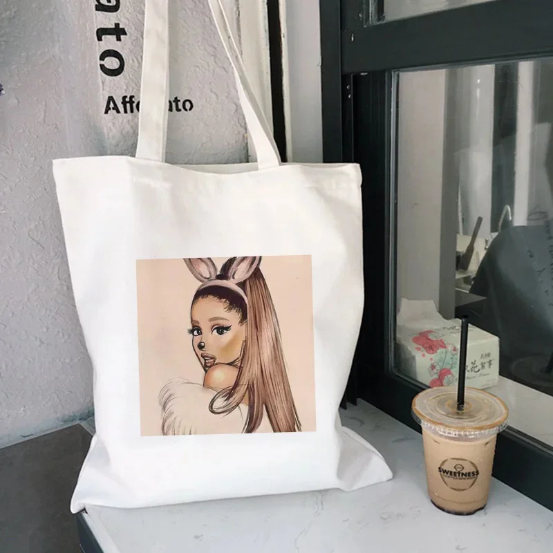 Moda Ariana Grande, bolsos de hombro informales de gran capacidad, bolsos de lona con letras a la moda, bolsos con estampado Harajuku, bolsos baratos para mujer