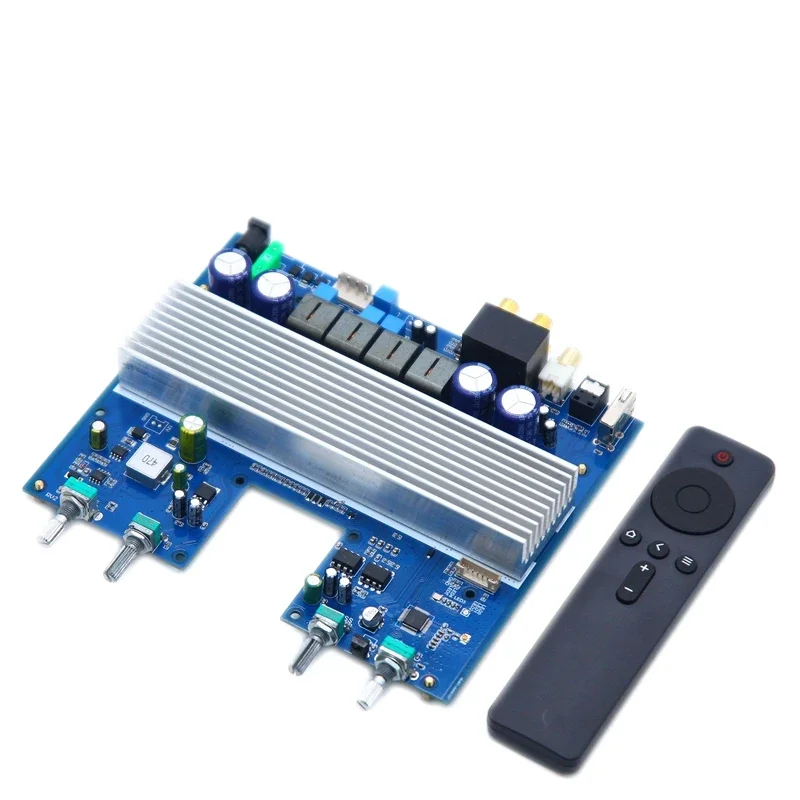 

TPA3255 Digital Power Amplifier Board 300W*2 Stereo Audio AMP Fiber Coaxial Bluetooth 5.0 USB U Disk Input with Remote Control