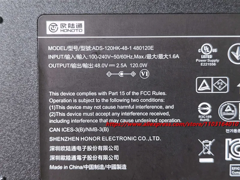 Genuine Honoto ADS-120HK-48-1 480120E 48V 2.5A 120W 5.5x1.7mm AC Adapter Charger For Hikvision POE Power Supply