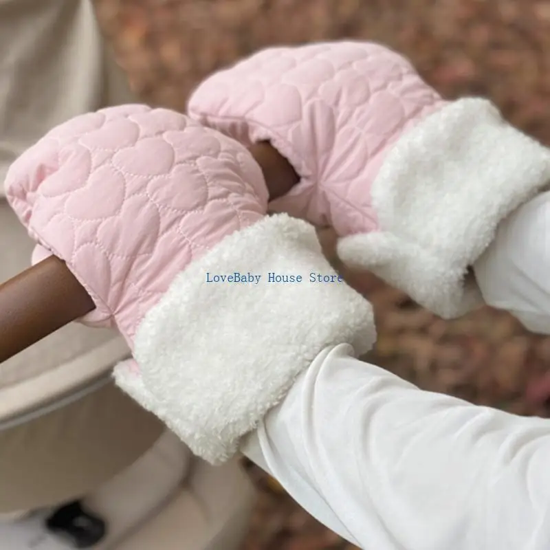 BX0D Plush عربات المبطنة قفازات للآباء والأمهات الذين يستخدمون عربات الأطفال يضمن الراحة أثناء المشي في الهواء الطلق