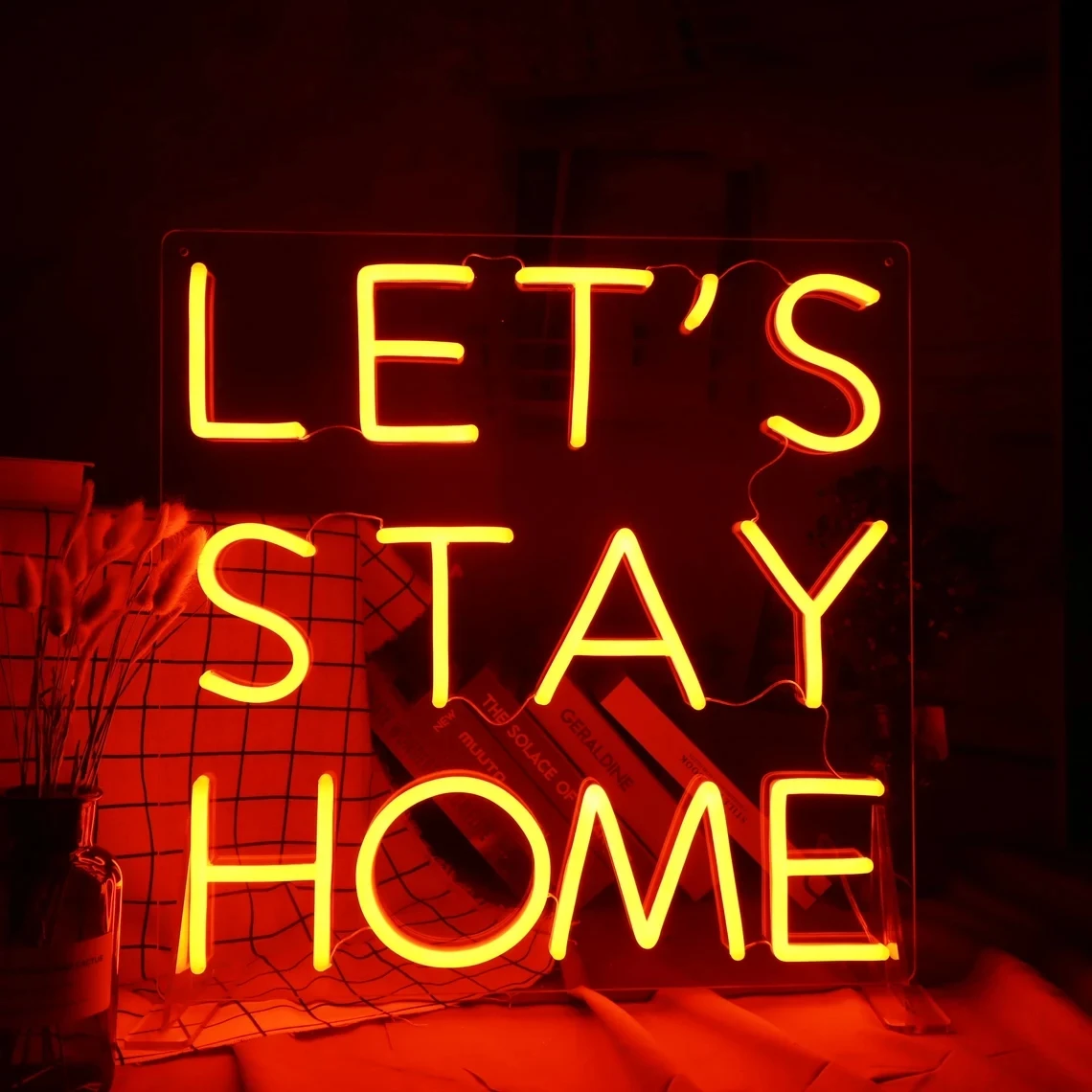 

Let's Stay Home Neon Signs For Bedroom House Party Interior Hanging Wall Light Decoration With Custom LED Colors Luminous Lamp