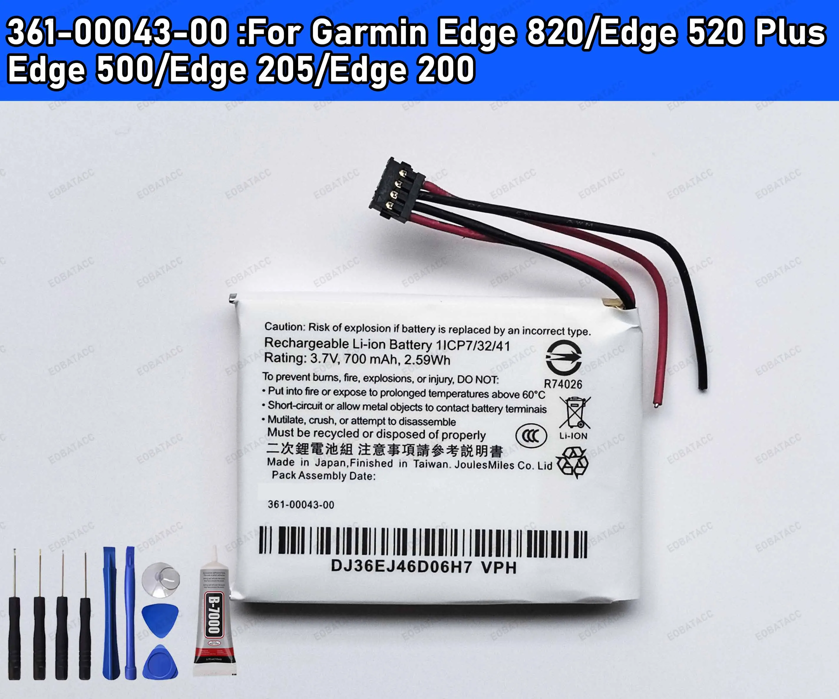 

00% New High Quanlity 361-00043-00 Battery For Garmin Edge820 Edge 520 Plus Edge 500 205 200 Edge 820 520 GPS Cycling Computer