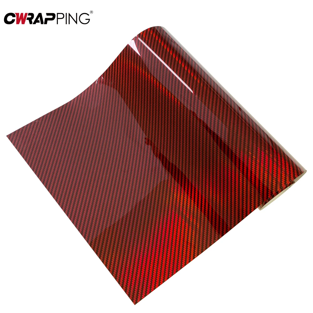 

Exterior Car Stickers Carbon Fiber Car Sticker Vinyl for Motorcycle Laser Red Film Wrapping Tools Waterproof Paint Body Covering