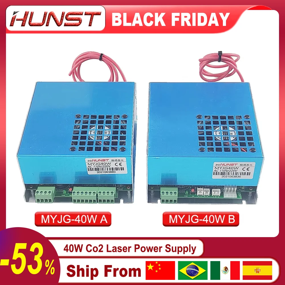 Hunst MYJG-40W CO2 Laser Power Supply 110V/220V Laser Generator For 40W Laser Engraving Machine