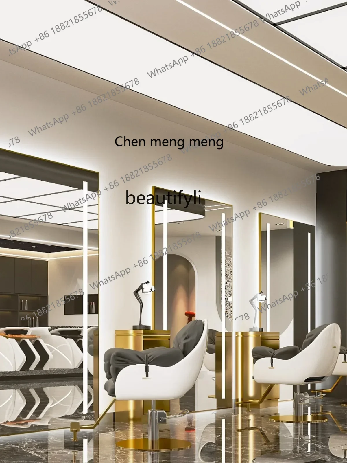 cc182l Salon Dressing Table for Hair Salon Smart LED Wall-Mounted Light Mirror Haircut Mirror