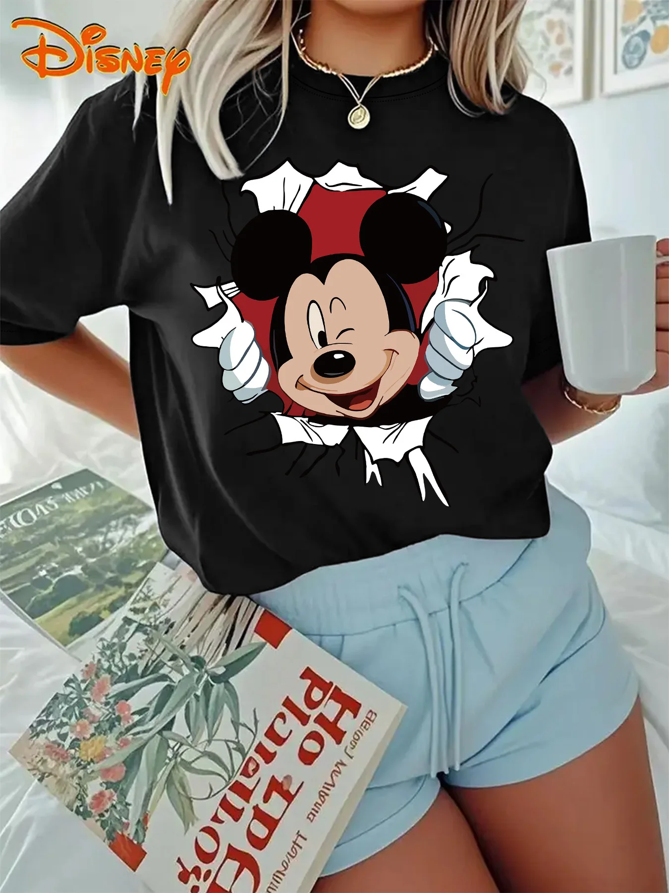 

Футболка с Микки Маусом Disney, хлопковая мужская и женская повседневная модная уличная одежда большого размера, свободная одежда унисекс с короткими рукавами для мероприятий