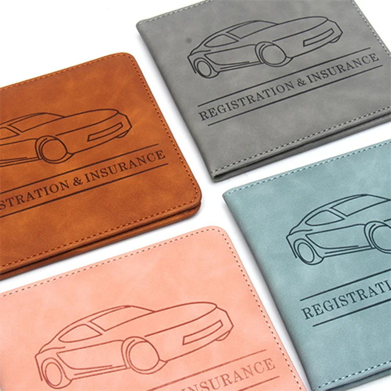 Document Car Registration Insurance Holder, Vehicle Glove Box Card Wallet Organizer, Car Essential Document Case, PU Leather