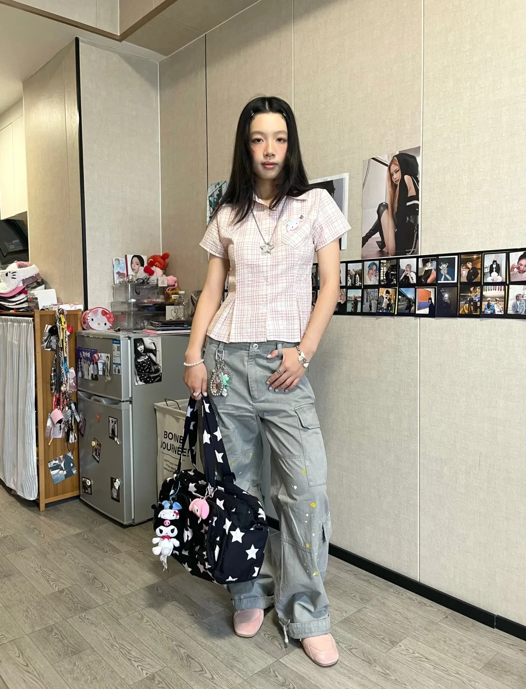 Genayooa Y2k اليابانية منقوشة قميص المرأة قصيرة الأكمام جيب سليم 2000s الجمالية المحاصيل القمم الصيف خمر بلوزة وقميص الرجعية