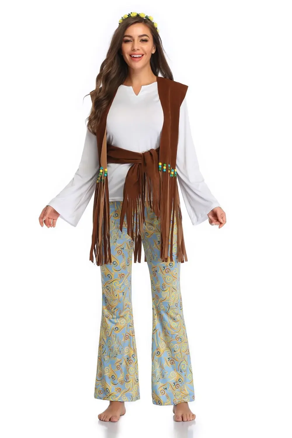 أزياء الهالوين للزوجين البالغين أزياء الهالوين للأميرة القبلية الهندية الهيب هوب هامشية للرجال والكبار