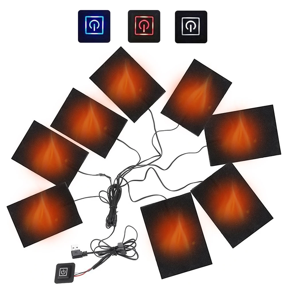 Almohadillas térmicas para chaleco de invierno para exteriores, almohadillas térmicas USB impermeables, ropa de abrigo, pantalones, almohadillas térmicas, calentador de tela eléctrico, 1/2/5 Uds.