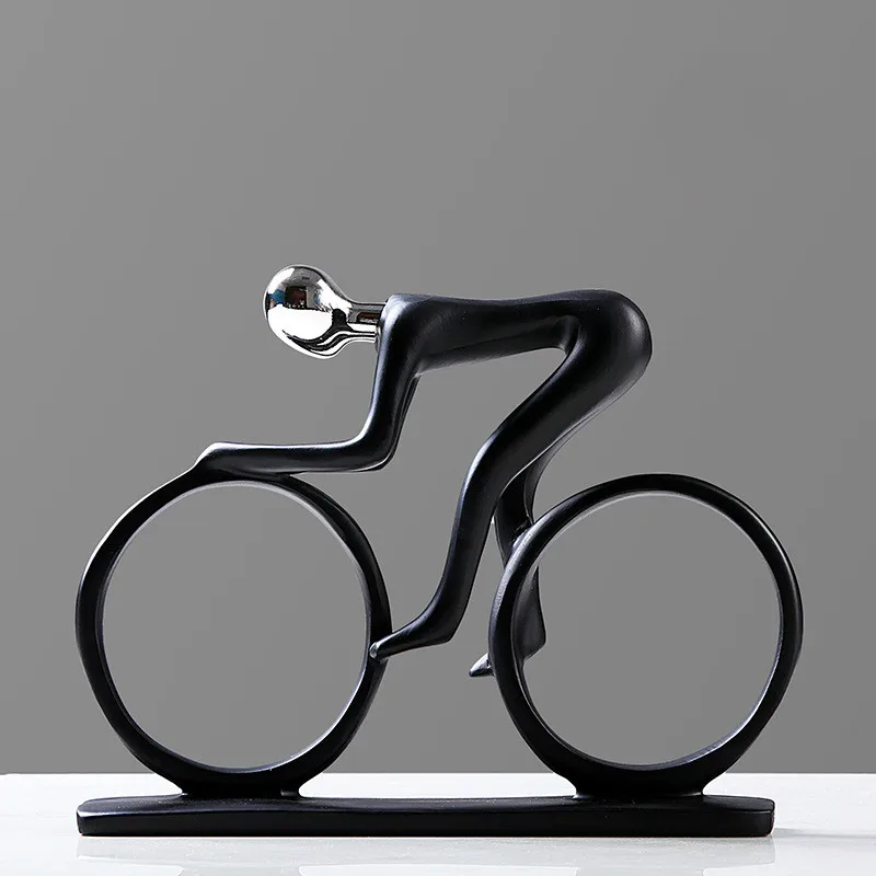 Decoration Bicycle Statue Cyclist Sculpture Figurine Resin Modern Abstract Art Athlete Bicycler Home Decor