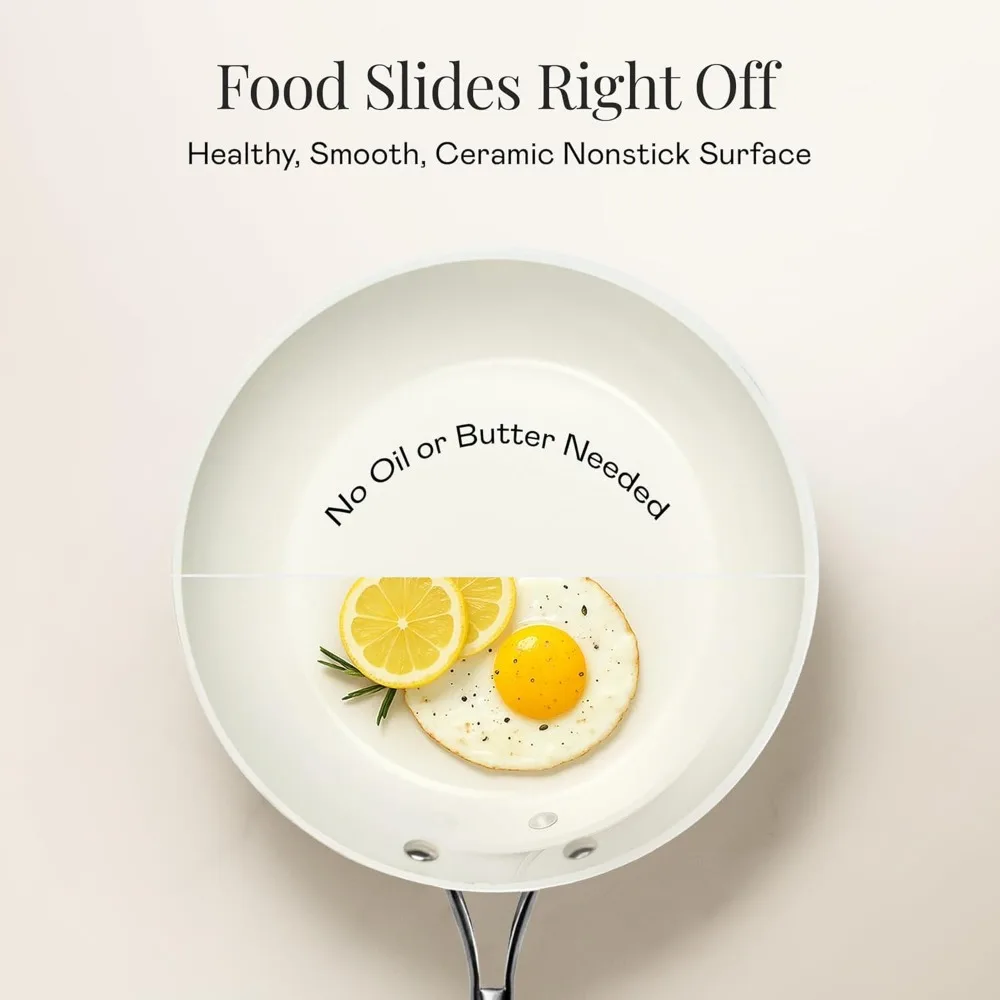 

14-дюймовая керамическая сковорода с антипригарным покрытием, большая семейная сковорода с прохладной ручкой, безопасная в духовке и в посудомоечной машине