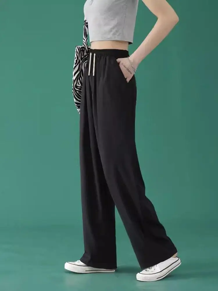

Ice Silk Straight Leg Loose Fit Sports Pants Summer New Sle Lightweight Casual Trousers for Men And Women Couples