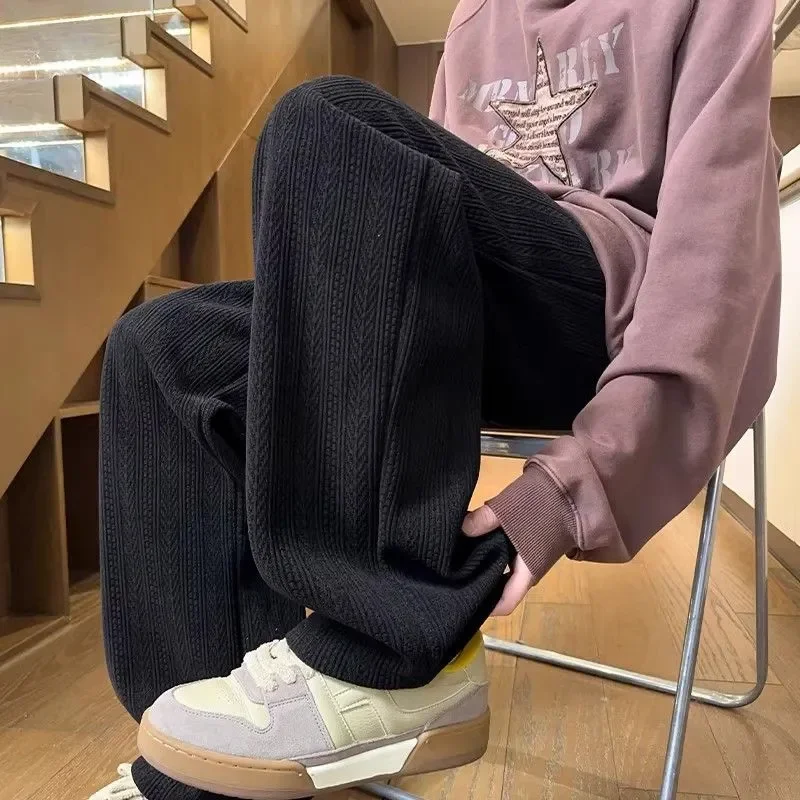 

Wheat Ear Pattern Casual for Men Autumn New Sports Wide-leg Pants Trendy Straight-leg Loose