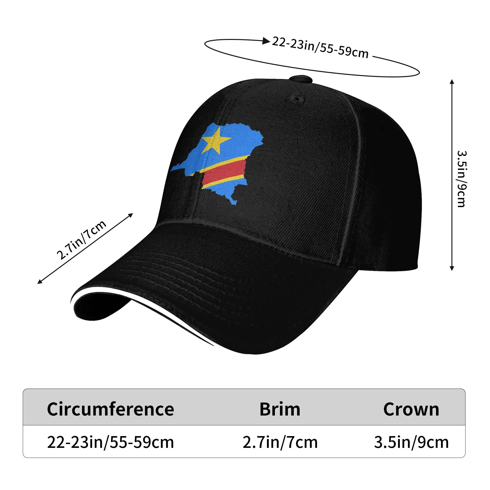 Flag Map Of The Democratic Republic Of The Congo Casual Baseball Cap  Hiking Trucker Hat Summer Dropshipping Snapback Cap