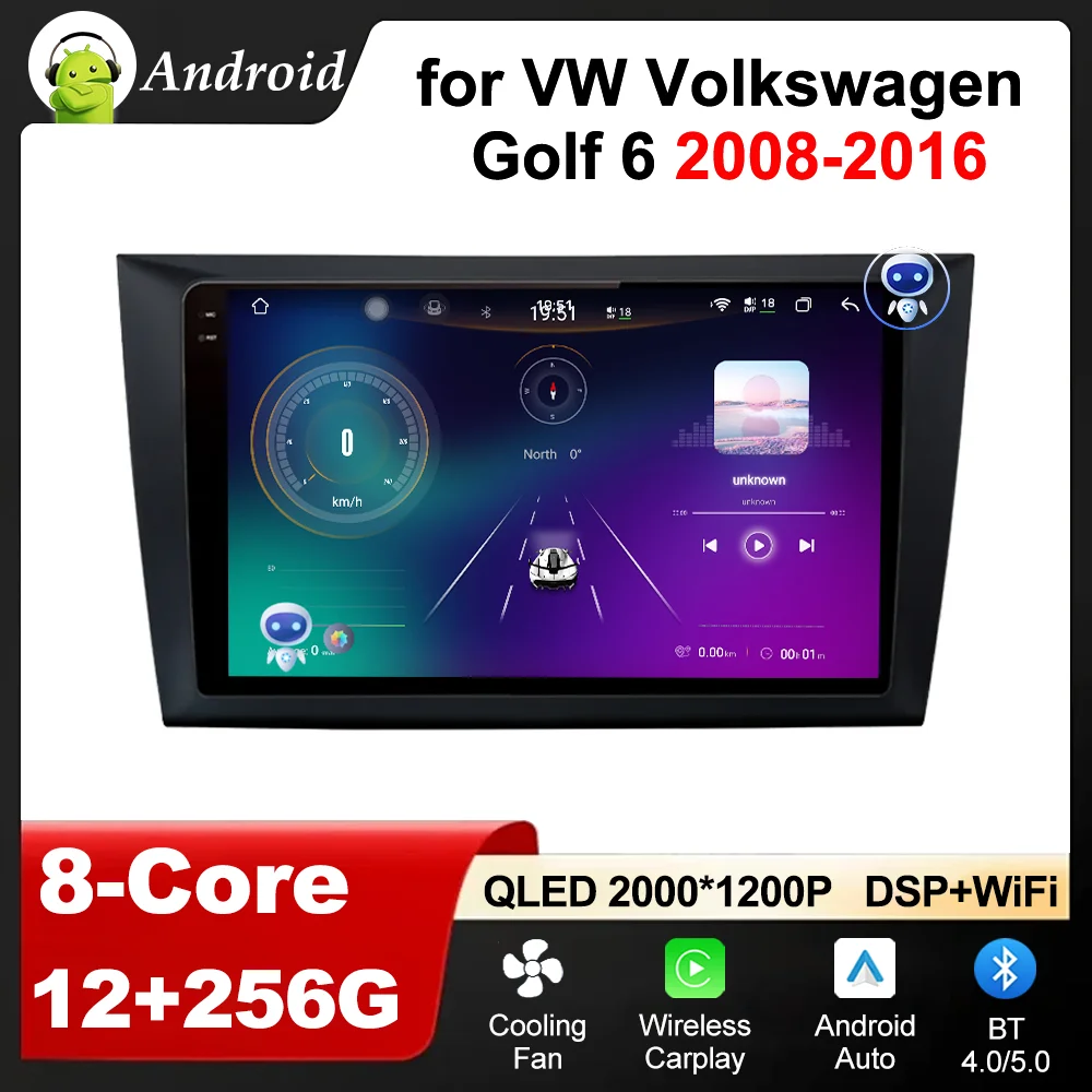 

Android Auto GPS Navigation for VW Volkswagen Golf 6 2008 - 2016 Wireless Carplay DSP Stereo NO 2 din QLED IPS Screen Bluetooth