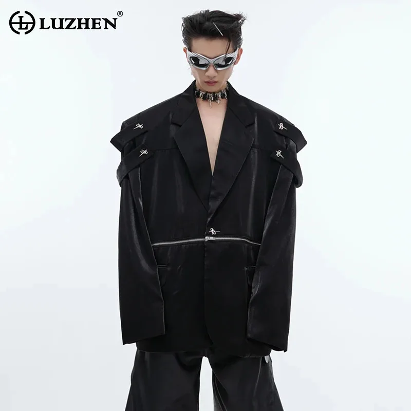 

LUZHEN Personalized Trendy Metal Decorate Patchwork Design Suit Jacket Original New Streetwear High Quality Men's Blazers LZ4728