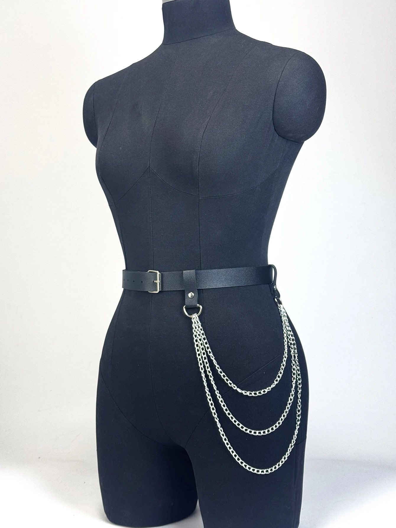 Verstellbarer Ledergürtel für Damen, sexy Mode-Taillengurt im Gothic-Stil mit Kettendetail, Festival-Schmuck für Mädchen, Geschenk – Detail 6