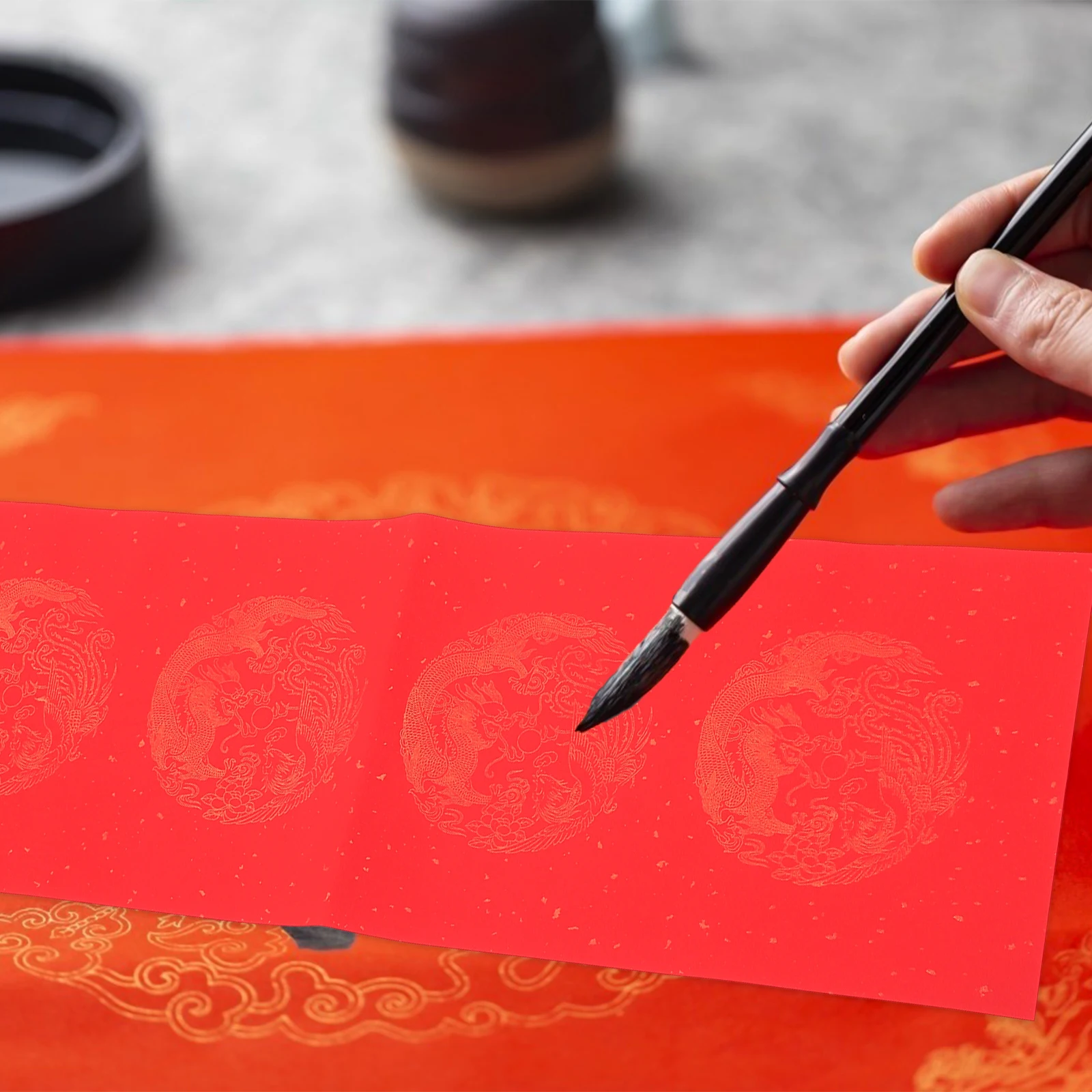 

Sprinkle Gold Spring Festival Couplet Paper Blank Xuan Red Chinese Couplets High Quality Rice Material Safe Writing Moderate Ink
