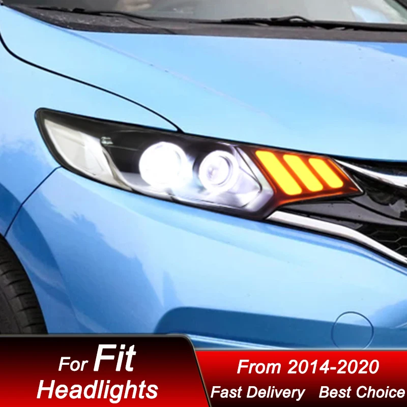 تصفيف السيارة المصابيح الأمامية لهوندا صالح GK5 2014-2020 موستانج نمط كامل LED الجمعية ترقية عدسة العارض اكسسوارات عدة