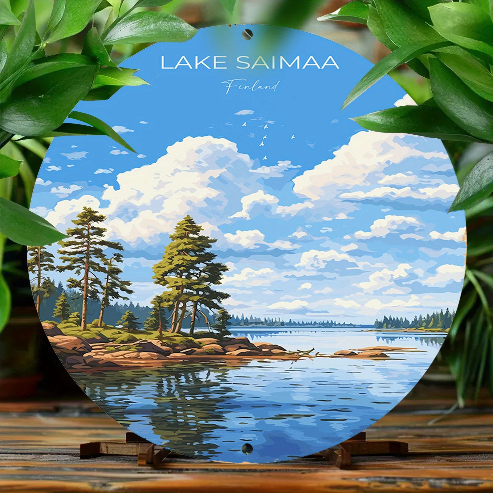 1pc Lake Saimaa Finland Aluminum Wall Art, 2D Printed Round Metal Sign - Outdoor & Indoor Waterproof Decor for Home, Garden, Pub