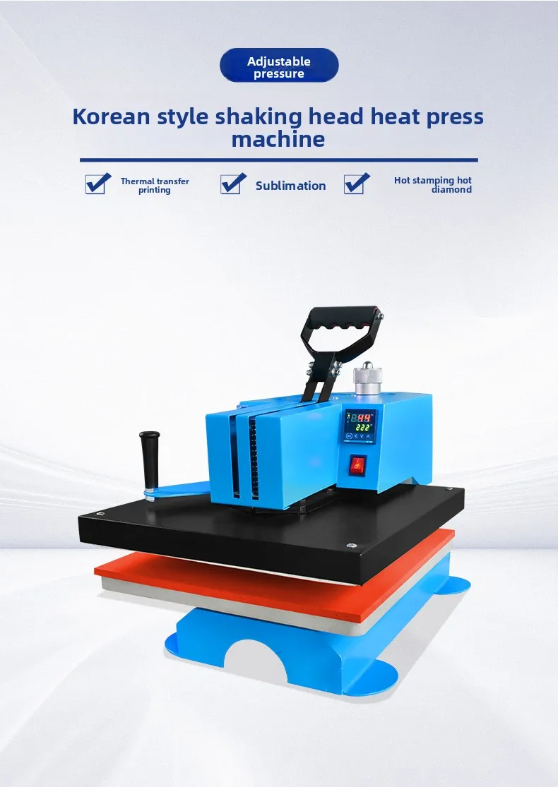 Multifunctional Shaking Head Heat Transfer Machine High Pressure Manual Pressing Logo Collar Clothing Heat Transfer Machine