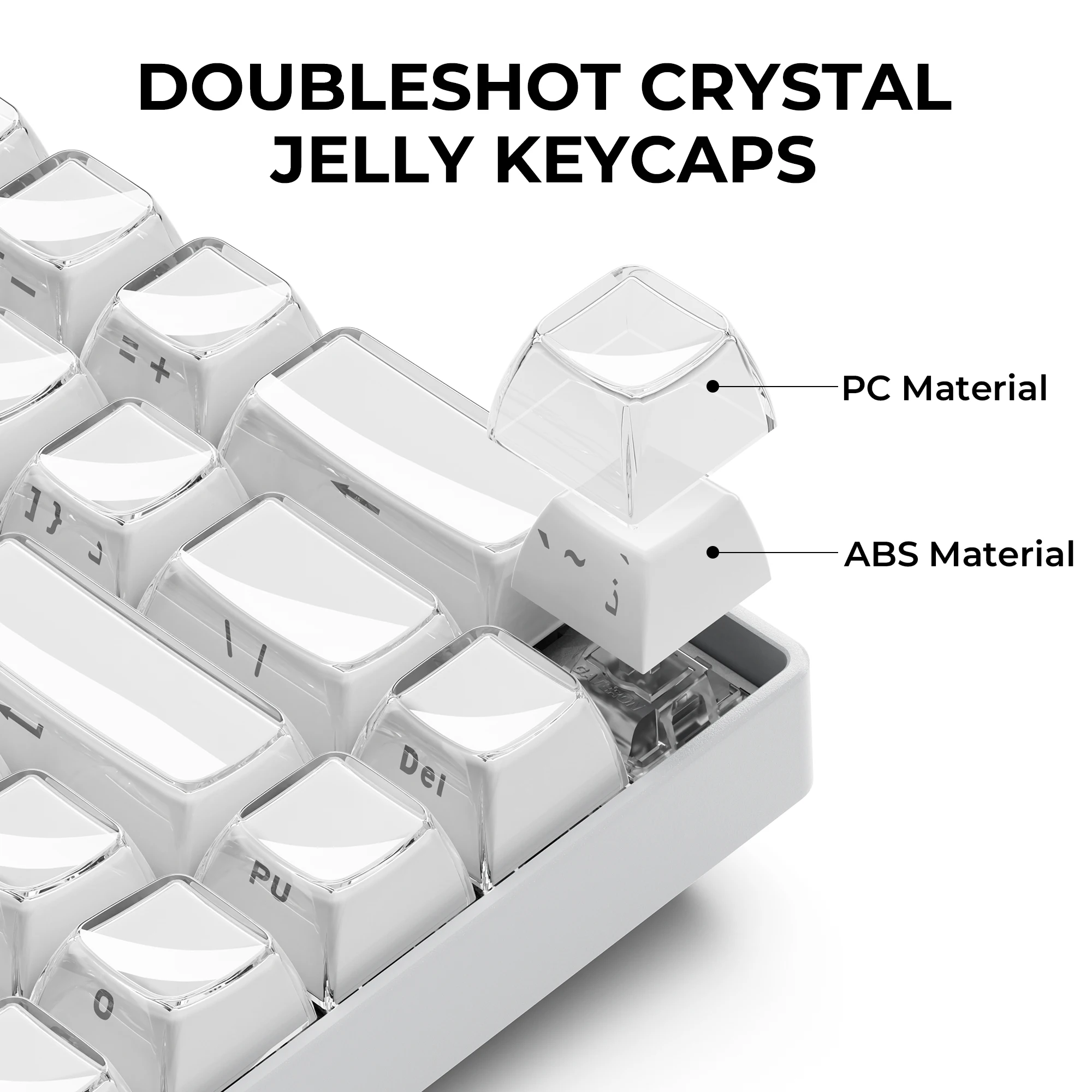 XVX Key Caps OEM Arabic White Crystal Jelly keycap for Cherry MX Mechanical Keyboard 75% 113 Keys view 2