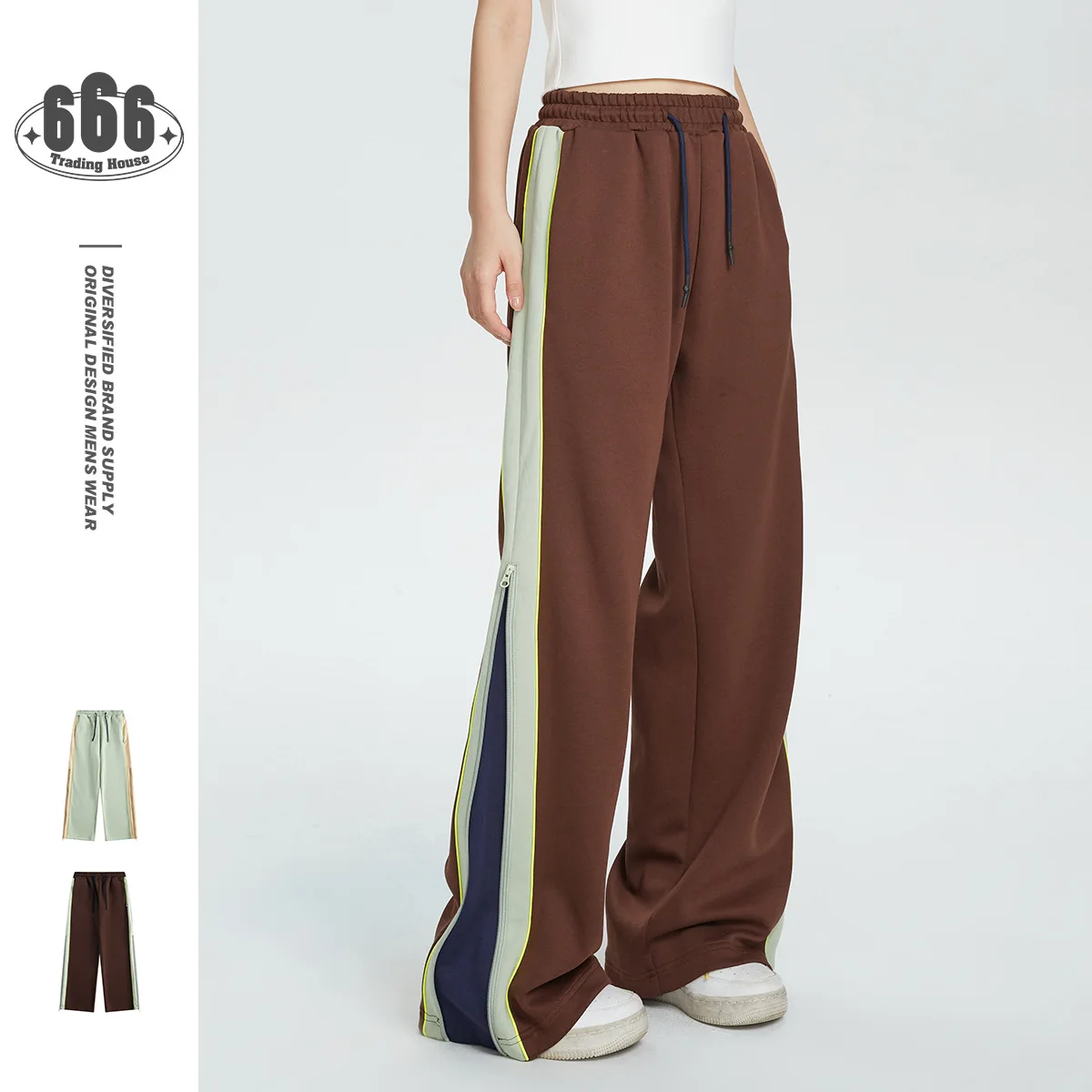 Woman Clothing2024 'S New Retro Casual Pants Men And Women Instagram Fashion Brand Straight Sweatpants Couple Sport