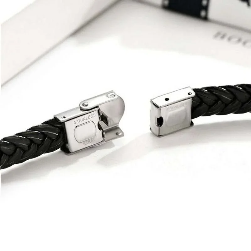 Custom Personalised Engrave Men Leather Bracelet Gift for Boyfriend Husband Brother Father Son   Grey s